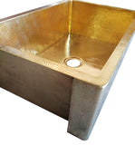 Nefertiti Hammered Brass Farmhouse Kitchen Sink