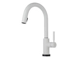SOLNA SINGLE HANDLE SINGLE HOLE PULL-DOWN KITCHEN FAUCET MATTE WHITE